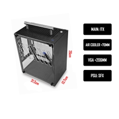 VỎ CASE METALFISH T40 ACRYLIC BLACK (MÀU ĐEN/ITX/ MẶT HÔNG MICA)