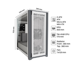 Vỏ Case Corsair 5000D Airflow TG WHITE (Mid Tower/Màu Trắng)