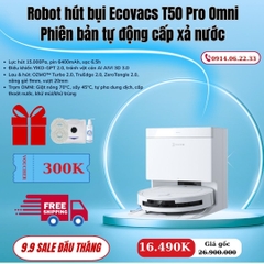 Robot hút bụi Ecovacs T50 Pro Omni – Phiên bản tự động cấp xả nước - Bản Quốc Tế