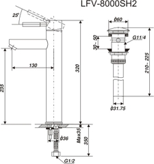 Vòi lavabo nóng lạnh Inax LFV-8000SH2