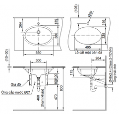 Chậu Rửa Lavabo Inax L-2216V Âm Bàn