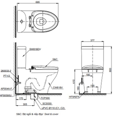 Bồn Cầu Hai Khối TOTO CS818DT8 Nắp TC600VS