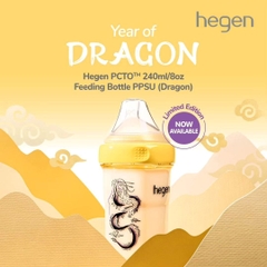 Bình sữa Hegen Dragon 240ml núm ti size M từ 3 – 6 tháng PPSU (Rồng Vàng)