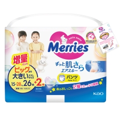 Bỉm Tã quần Merries size XXL 26+2 (cho bé 15 - 28kg)