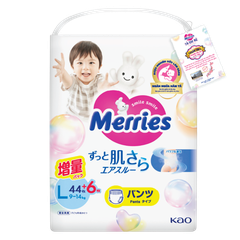 Bỉm Tã quần Merries size L 44+6 (cho bé 9-14kg)