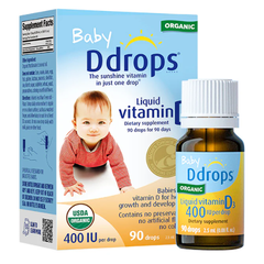 Vitamin D3 Ddrops 90 giọt Hữu Cơ 400IU Hỗ Trợ Phát Triển Xương và Khỏe Răng cho bé từ 0-12 tháng của Mỹ