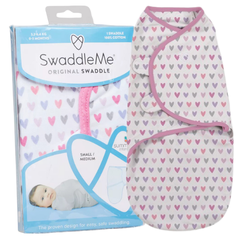 Chăn Ủ Kén Cotton Summer SwaddleMe họa tiết trái tim size S cho bé sơ sinh