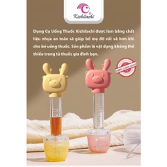 Bộ dụng cụ hình hươu cho bé uống thuốc chống sặc có đầu silicon mềm Kichilachi (Tặng kèm hộp đựng)