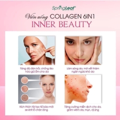 Viên uống Collagen trẻ hóa làn da Collagen 6 in 1 Inner Beauty Spring Leaf giúp đẹp da, trắng da giảm thâm nám 180 viên