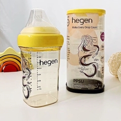 Bình sữa Hegen Dragon 240ml núm ti size M từ 3 – 6 tháng PPSU (Rồng Vàng)