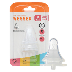 Bộ 2 núm ti Wesser cổ hẹp size S cho bé từ 0 - 3 tháng