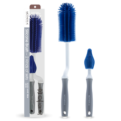 Bộ dụng cụ chổi cọ rửa bình 100% silicone Mother-K Hàn Quốc Màu Xanh