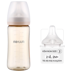 Bình sữa PPSU Moyuum - Trơn - 270ml - Kèm núm 2 từ 2 tháng tuổi