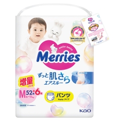 Bỉm Tã quần Merries size M 52+6 (cho bé 6-11kg)
