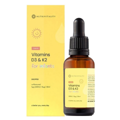 Vitamin D3K2 MK7 Nutrivitality tăng đề kháng cho bé từ sơ sinh của Anh Quốc 30ml