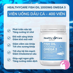 Dầu cá tự nhiên FISH OIL HEALTHY CARE Omega-3 1000mg 400 viên - Úc