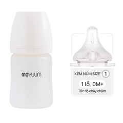 Bình sữa Thủy tinh tráng silicon Moyuum - 150ml - Kèm núm 1