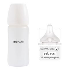 Bình sữa Thủy tinh tráng silicon Moyuum - 240ml - Kèm núm 2