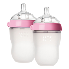 Bình sữa silicone Comotomo 250ml màu hồng cho bé từ 3M+