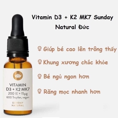 Vitamin D3 K2 MK7 SUNDAY NATURAL TĂNG CHIỀU CAO CHO BÉ - Đức