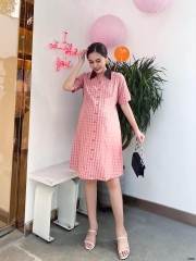 ĐẦM BẦU HỌA TIẾT KẺ CỔ SƠ MI CÔNG SỞ