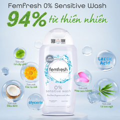 Dung dịch vệ sinh phụ nữ cho da nhạy cảm Femfresh 0% Sensitive Wash 250ml