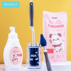 Bộ dụng cụ chổi cọ rửa bình 100% silicone Mother-K Hàn Quốc Màu Xanh