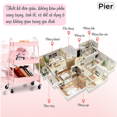 Kệ đa năng Pier 3 tầng có bánh xe, chất liệu thép chống gỉ