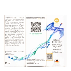 Vitamin D3 K2 MK7 Sunday Natural Của Đức Tăng Chiều Cao Cho Bé, 200IE – Bổ Sung Dễ Hấp Thu, Xương Chắc Khỏe, Miễn Dịch Mạnh Từ Sơ Sinh