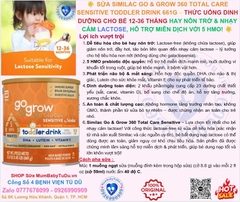 🌟 SỮA SIMILAC GO & GROW 360 TOTAL CARE SENSITIVE TODDLER DRINK 661G – THỨC UỐNG DINH DƯỠNG CHO BÉ 12-36 THÁNG HAY NÔN TRỚ & NHẠY CẢM LACTOSE, HỖ TRỢ MIỄN DỊCH VỚI 5 HMO! 🌟