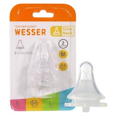 Bộ 2 núm ti Wesser cổ hẹp size M cho bé từ 4 - 6 tháng