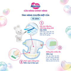 Bỉm Tã dán Merries size S 62+4 (cho bé 4 - 8kg)