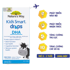 Dung dịch DHA Drops Nature's Way Kids Smart Drops DHA Dạng Giọt Giúp Tăng IQ, Phát Triển Não Bộ Cho Bé 20ml