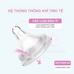 Set 2 núm ti cổ rộng Kichilachi siêu mềm chống sặc chống đầy hơi cho bé trên 8 tháng
