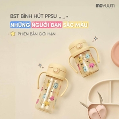 Bình tập uống Moyuum PPSU - 170ml - Friends - Kèm Dây hút/dây trọng lực/tay cầm
