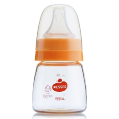 Bình sữa Wesser nhựa PPSU cổ hẹp 60ml núm ti S