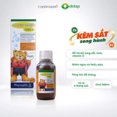 Siro Kẽm Sắt Song Hành FITOBIMBI FERRO C Bổ Sung Sắt, Kẽm Hữu Cơ Cho Bé Từ 6 Tháng Chai 200ml