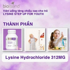Viên uống tăng chiều cao cho bé BioIsland Lysine Step Up For Youth 60 viên của Úc cho trẻ từ 6 tuổi trở lên