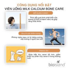 Canxi Sữa Hữu Cơ BioIsland Milk Calcium Bone Care Hỗ Trợ Xương Khớp (Hộp 150 viên)