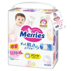 Bỉm Tã quần Merries size M 52+6 (cho bé 6-11kg)