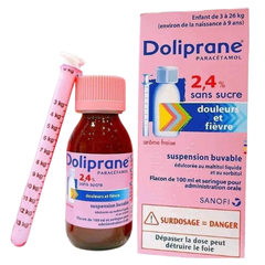 [Date T1/T2.2025] Siro Hạ Sốt Doliprane vị trái cây 100ml cho bé từ 3 tháng trở lên Pháp