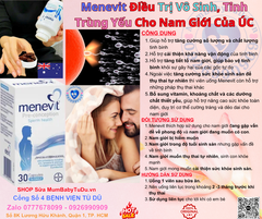 Viên Uống Hỗ Trợ Điều Trị Vô Sinh, Tinh Trùng Yếu Cho Nam Giới Menevit Hộp 30 viên (Úc)