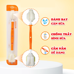 Dụng Cụ Rửa Bình Sữa Wesser Rửa Núm Ty Đa Năng 2 Đầu Mút Hiệu Quả Hơn Với Bình Sữa Cổ Hẹp