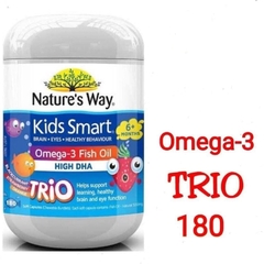 Kẹo Bổ Sung DHA Cho Bé Nature's Way Kids Smart Omega3 Fish Oil High DHA Trio 180 Viên