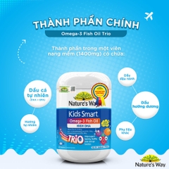 Kẹo Bổ Sung DHA Cho Bé Nature's Way Kids Smart Omega3 Fish Oil High DHA Trio 180 Viên