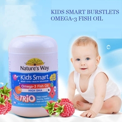 Kẹo Bổ Sung DHA Cho Bé Nature's Way Kids Smart Omega3 Fish Oil High DHA Trio 180 Viên