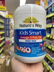 Kẹo Bổ Sung DHA Cho Bé Nature's Way Kids Smart Omega3 Fish Oil High DHA Trio 180 Viên