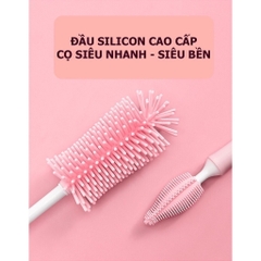 Bộ Cọ Rửa Bình Sữa Silicon Cao Cấp - Full Bộ 3 Chi Tiết Gồm Cọ Rửa Bình, Cọ Rửa Núm Ti, Cọ Rửa Ống Hút