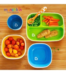 Bộ 2 đĩa chia ngăn chống trượt Munchkin (xanh lá-xanh lơ)