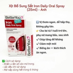 Bổ sung Sắt dạng xịt Better You Iron Daily Oral Spray 25ml / Bé từ 1 tuổi